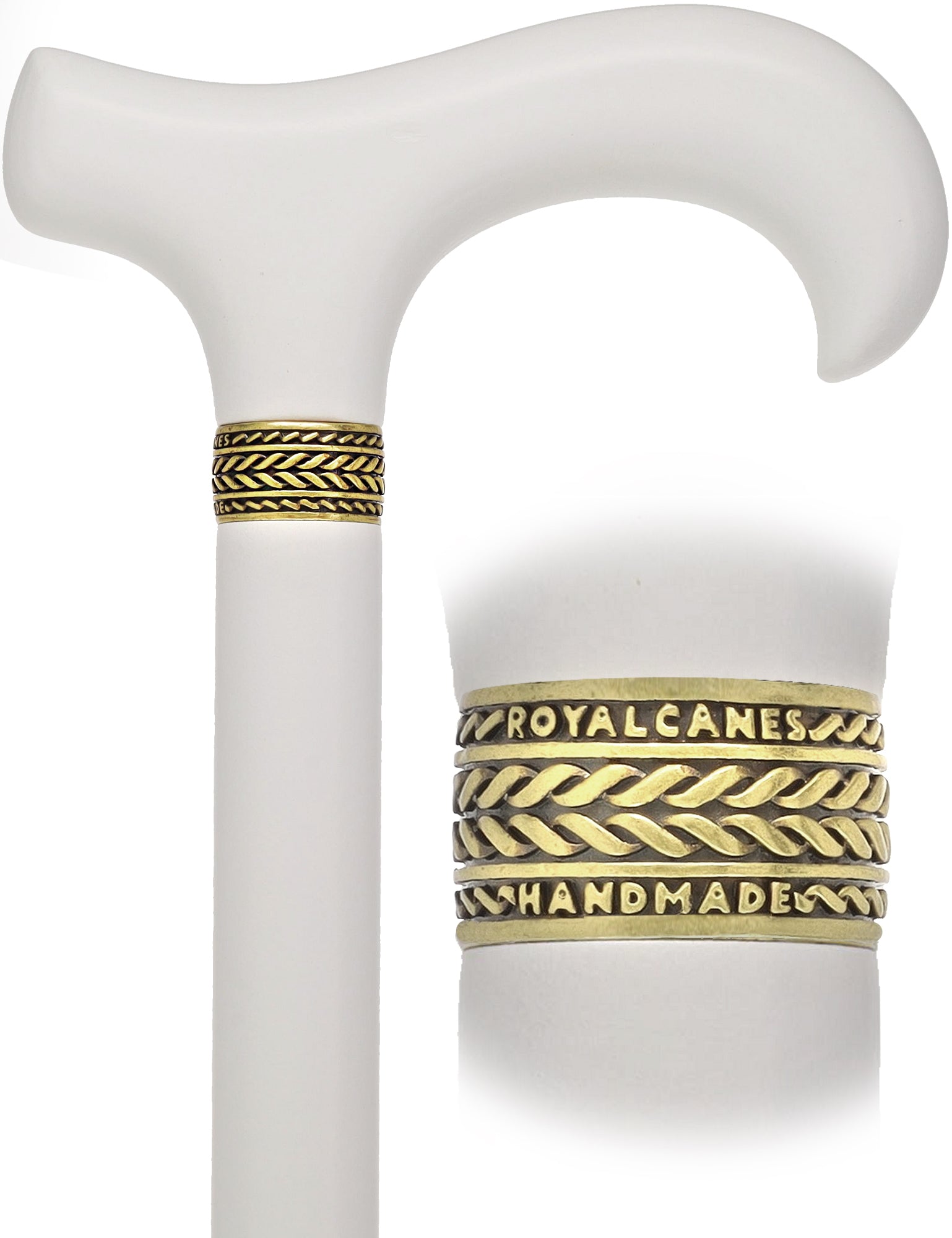 Derby Handle - XL Size - Extra Long & Strong (All White, Pewter Collar)