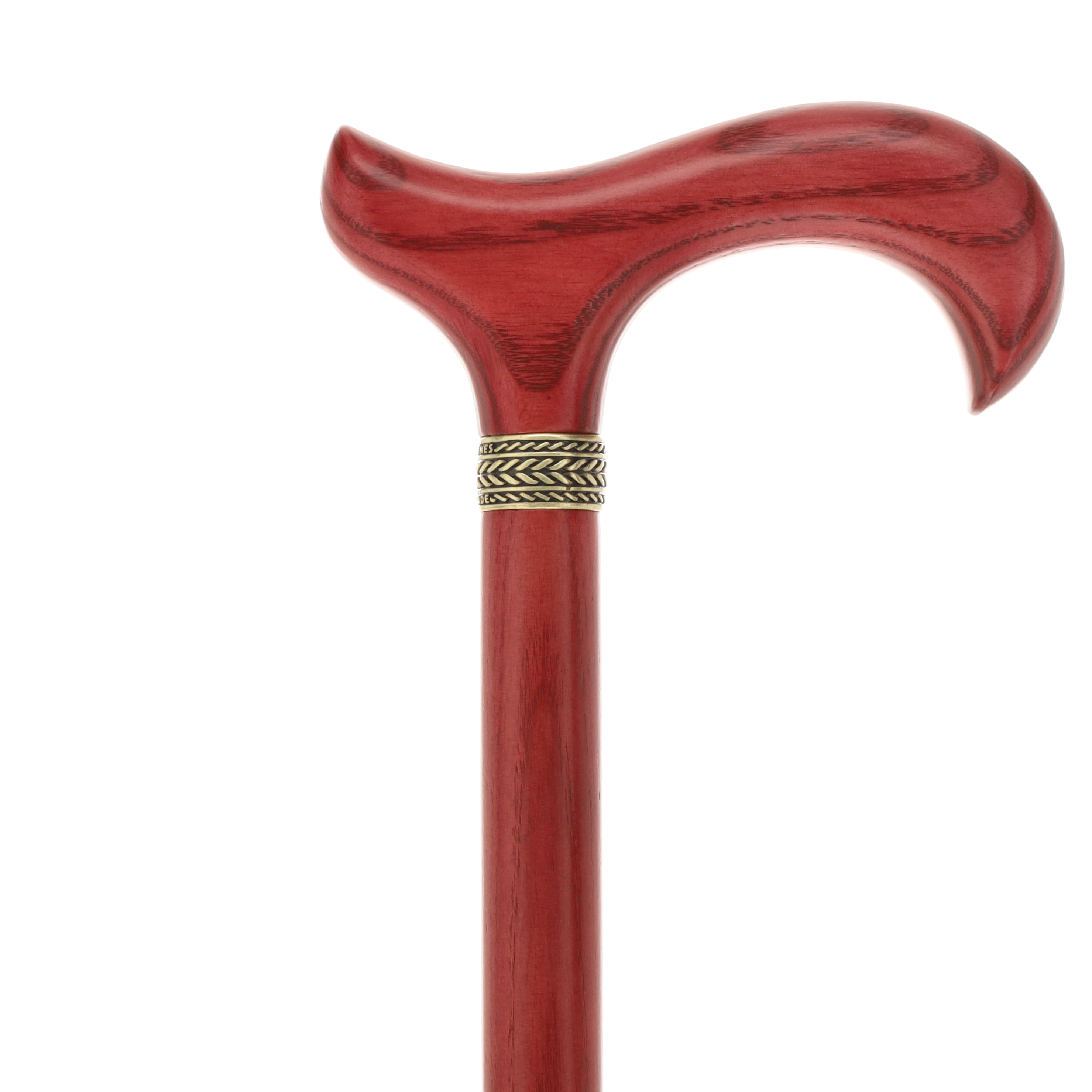 Striking Mahogany Red Derby Cane: Premium Natural Ash Wood w/ Pewter Collar