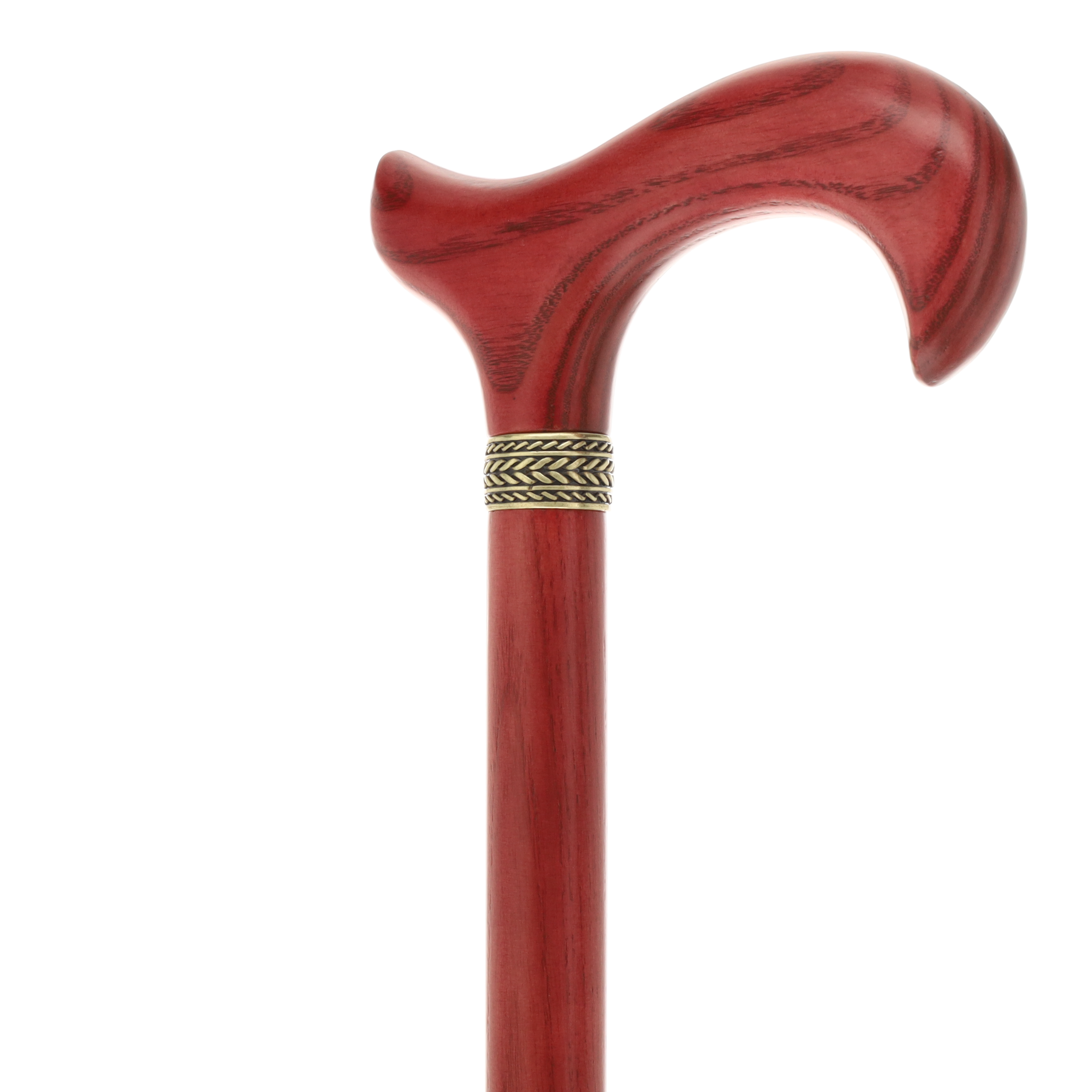 Striking Mahogany Red Derby Cane: Premium Natural Ash Wood w/ Pewter Collar