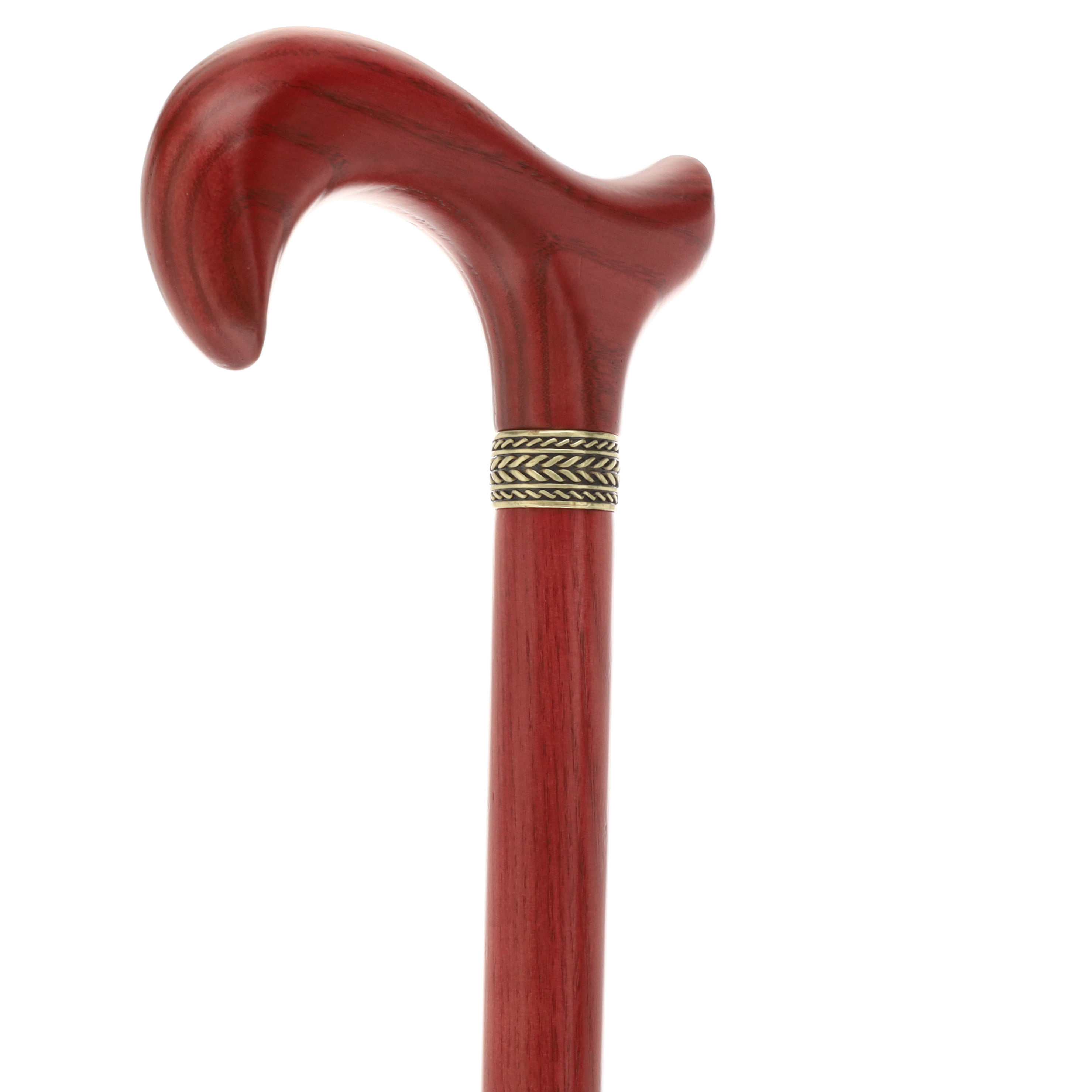 Striking Mahogany Red Derby Cane: Premium Natural Ash Wood w/ Pewter Collar