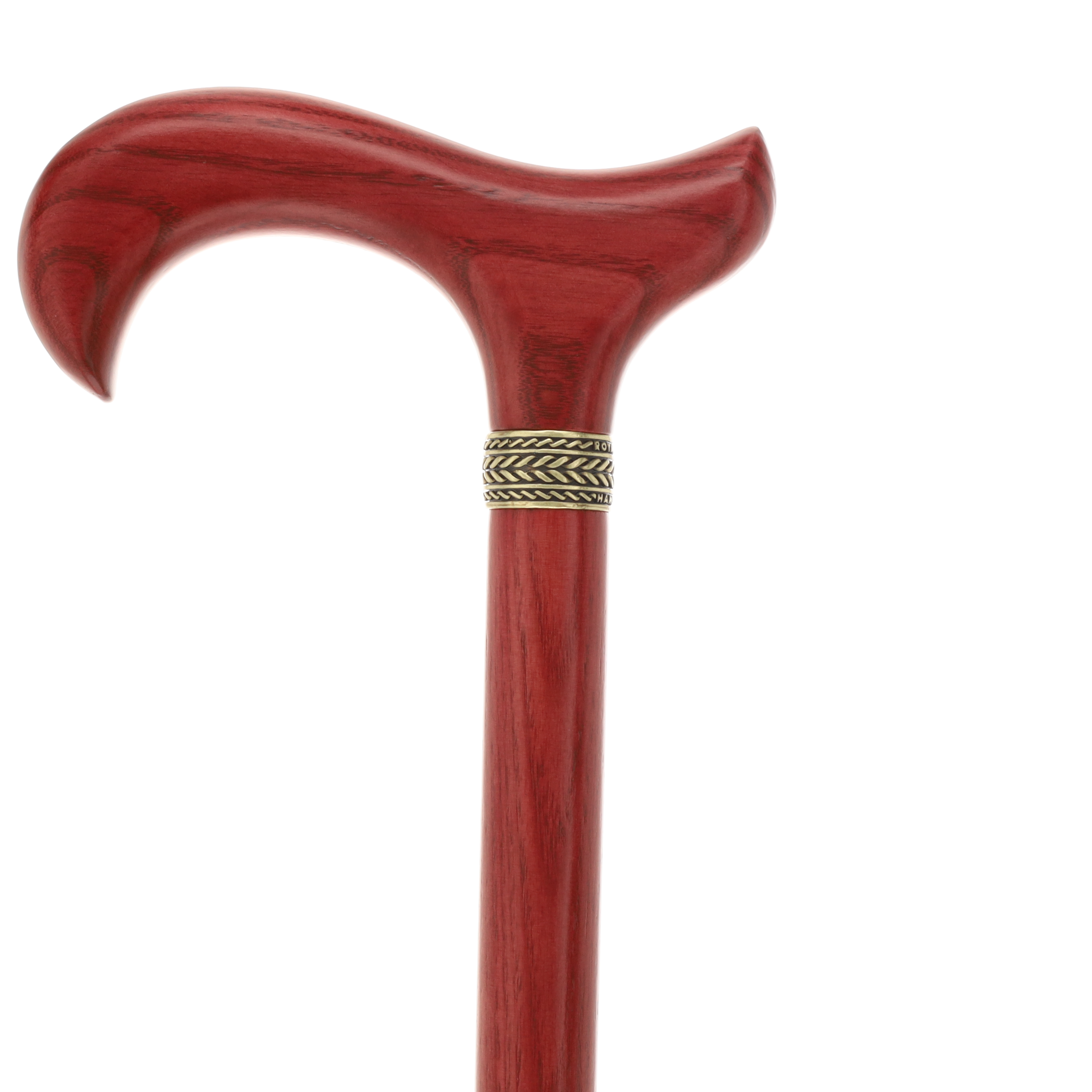 Striking Mahogany Red Derby Cane: Premium Natural Ash Wood w/ Pewter Collar