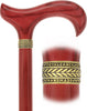 Striking Mahogany Red Derby Cane: Premium Natural Ash Wood w/ Pewter Collar