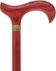 Striking Mahogany Red Derby Cane: Premium Natural Ash Wood w/ Pewter Collar