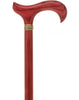 Striking Mahogany Red Derby Cane: Premium Natural Ash Wood w/ Pewter Collar