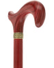 Striking Mahogany Red Derby Cane: Premium Natural Ash Wood w/ Pewter Collar