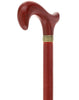 Striking Mahogany Red Derby Cane: Premium Natural Ash Wood w/ Pewter Collar