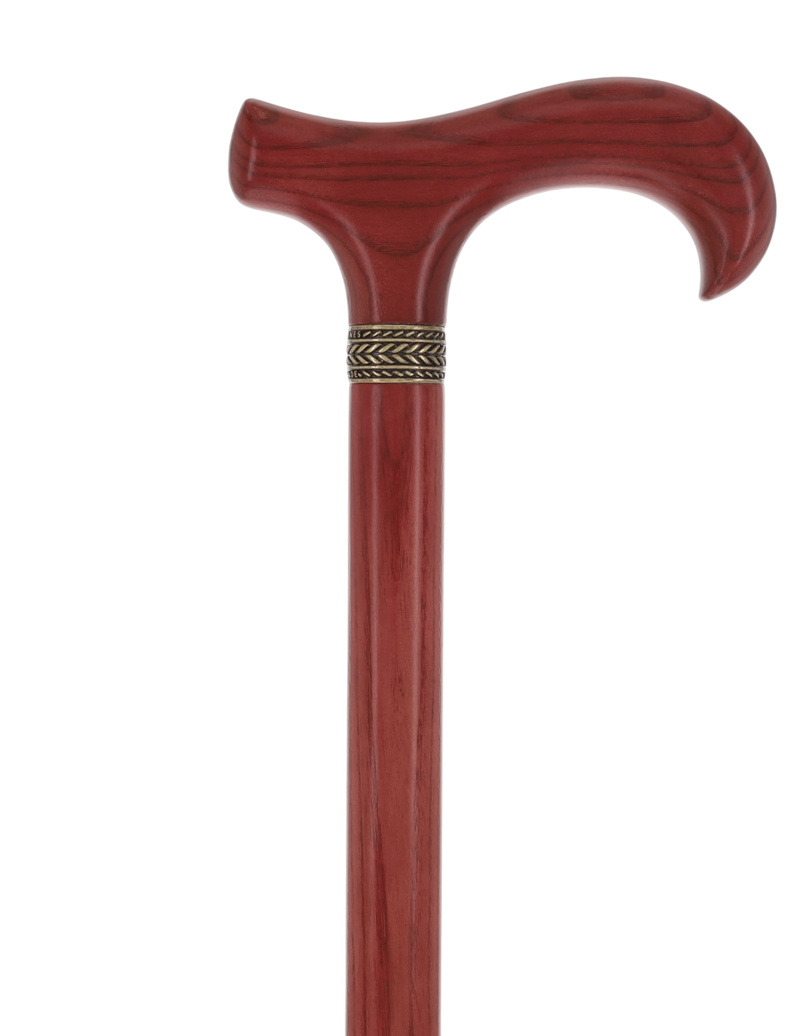 Striking Mahogany Red Derby Cane: Premium Natural Ash Wood w/ Pewter Collar