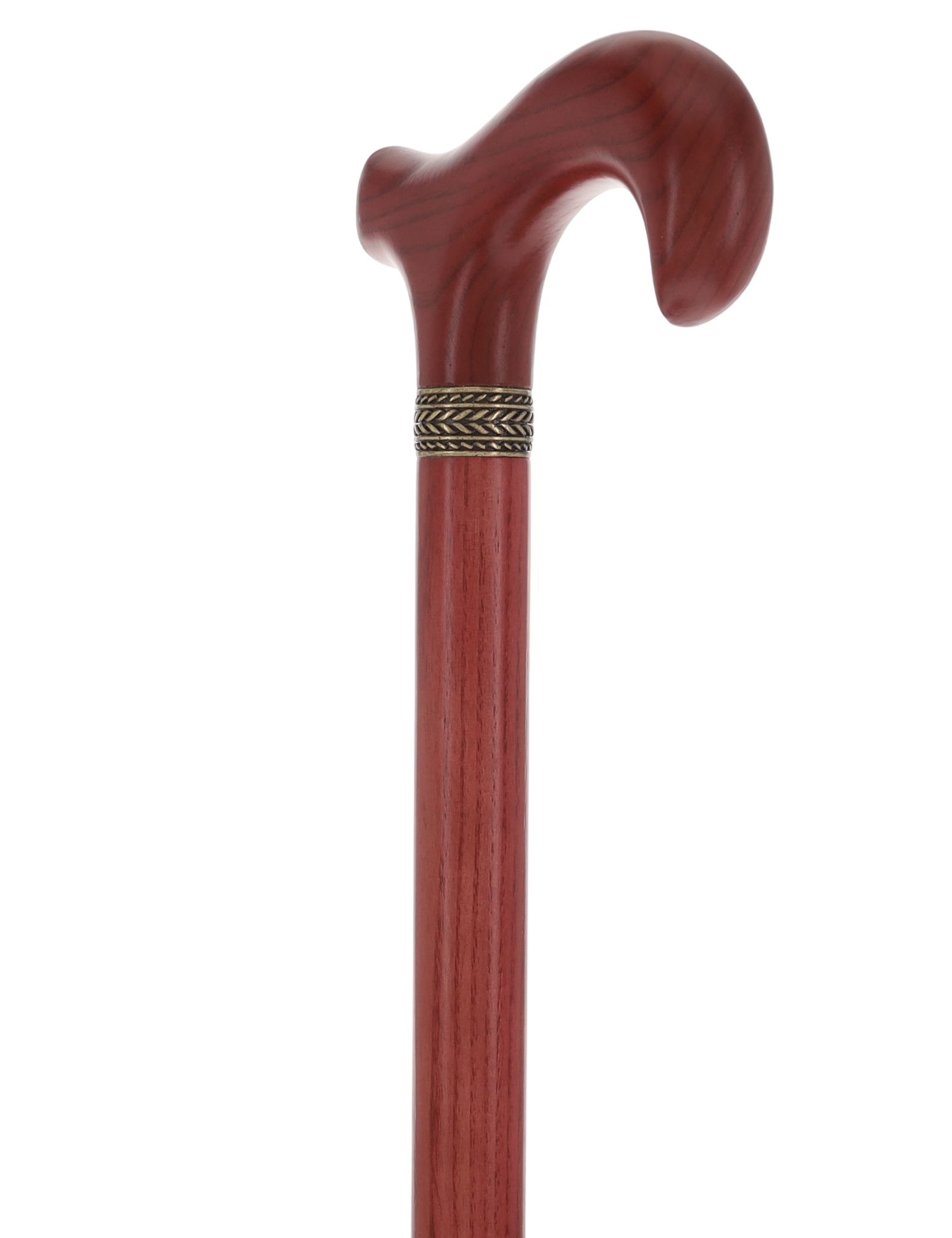 Striking Mahogany Red Derby Cane: Premium Natural Ash Wood w/ Pewter Collar
