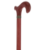 Striking Mahogany Red Derby Cane: Premium Natural Ash Wood w/ Pewter Collar