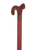 Striking Mahogany Red Derby Cane: Premium Natural Ash Wood w/ Pewter Collar