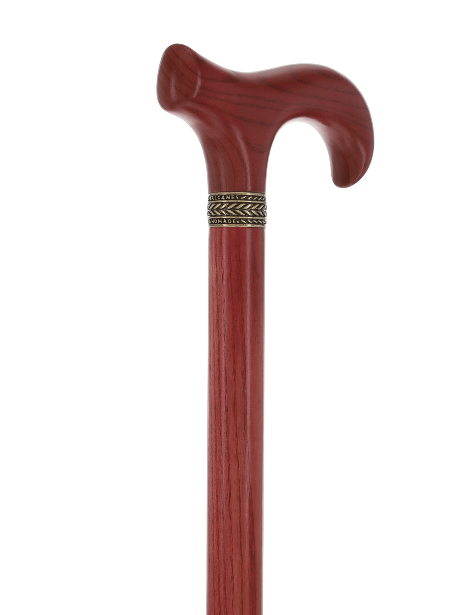 Striking Mahogany Red Derby Cane: Premium Natural Ash Wood w/ Pewter Collar
