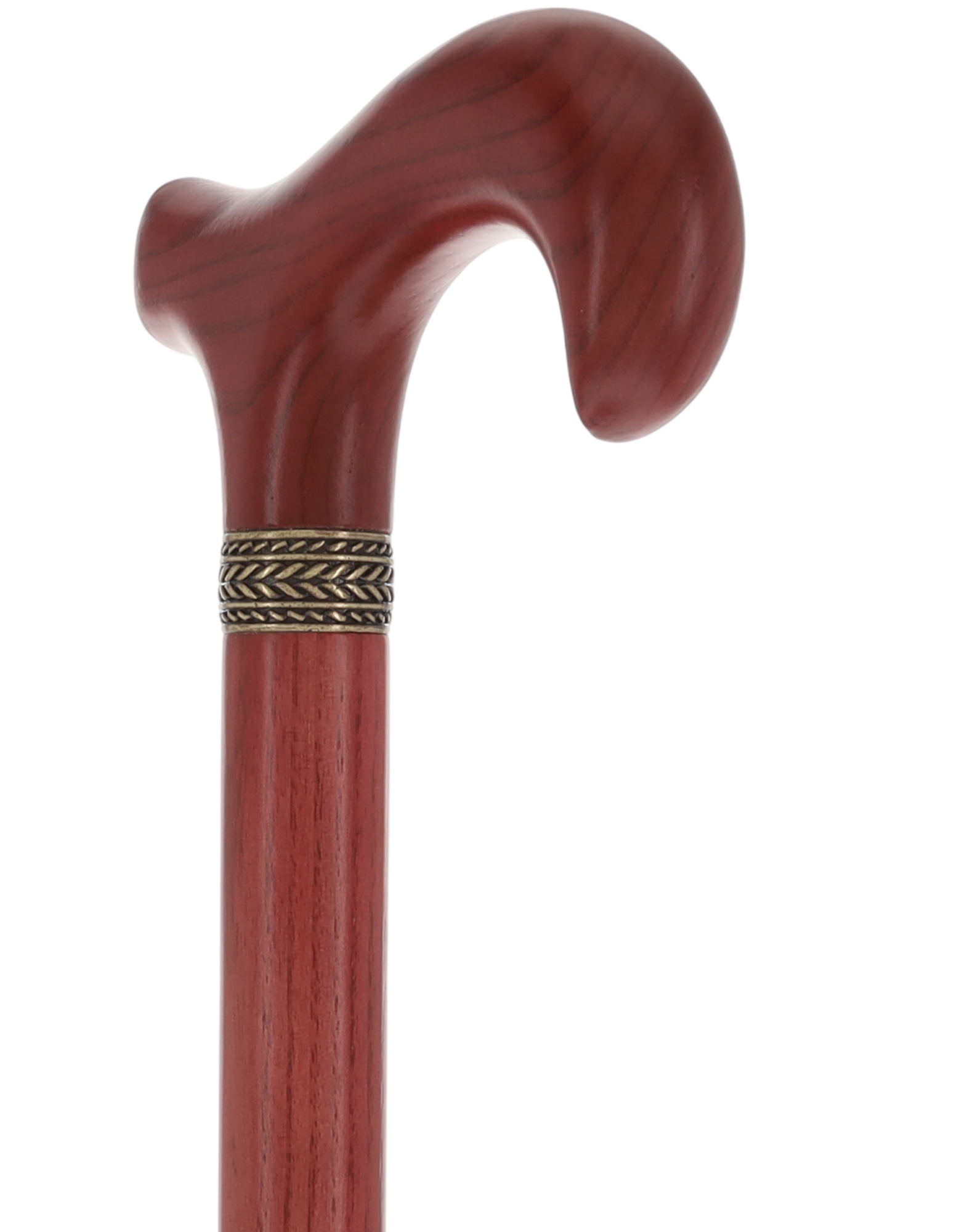 Striking Mahogany Red Derby Cane: Premium Natural Ash Wood w/ Pewter Collar
