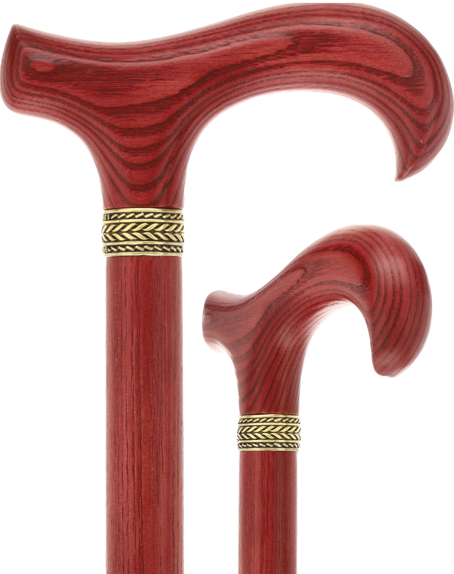 Super Strong Derby Handle Cane - Ash Wood, Pewter Wheat Collar, Matching Stain, 3 Color Options