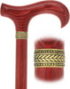 Striking Mahogany Red Derby Cane: Premium Natural Ash Wood w/ Pewter Collar