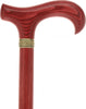 Striking Mahogany Red Derby Cane: Premium Natural Ash Wood w/ Pewter Collar