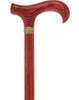 Striking Mahogany Red Derby Cane: Premium Natural Ash Wood w/ Pewter Collar