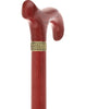 Striking Mahogany Red Derby Cane: Premium Natural Ash Wood w/ Pewter Collar