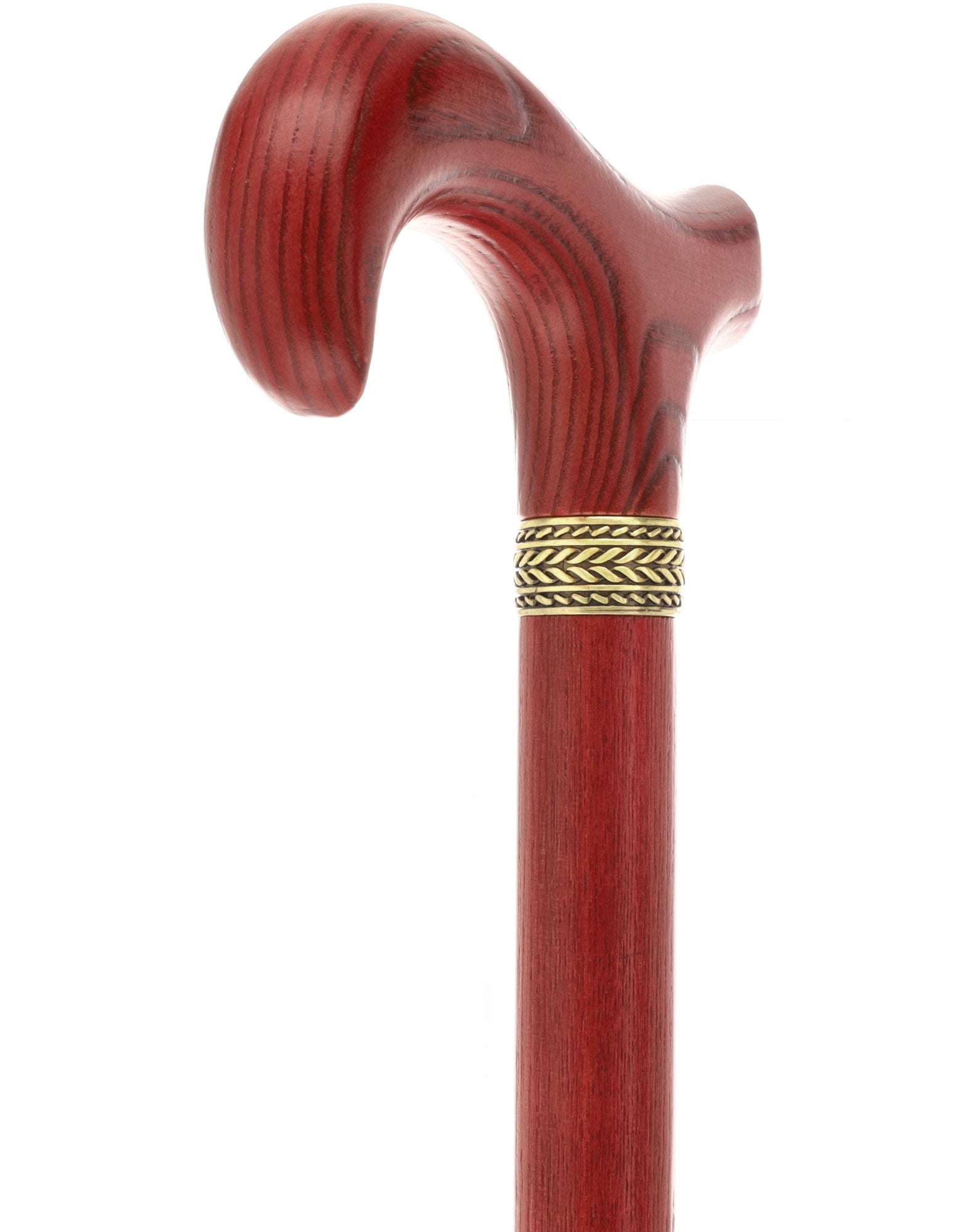 Super Strong Derby Handle Cane - Ash Wood, Pewter Wheat Collar, Matching Stain, 3 Color Options