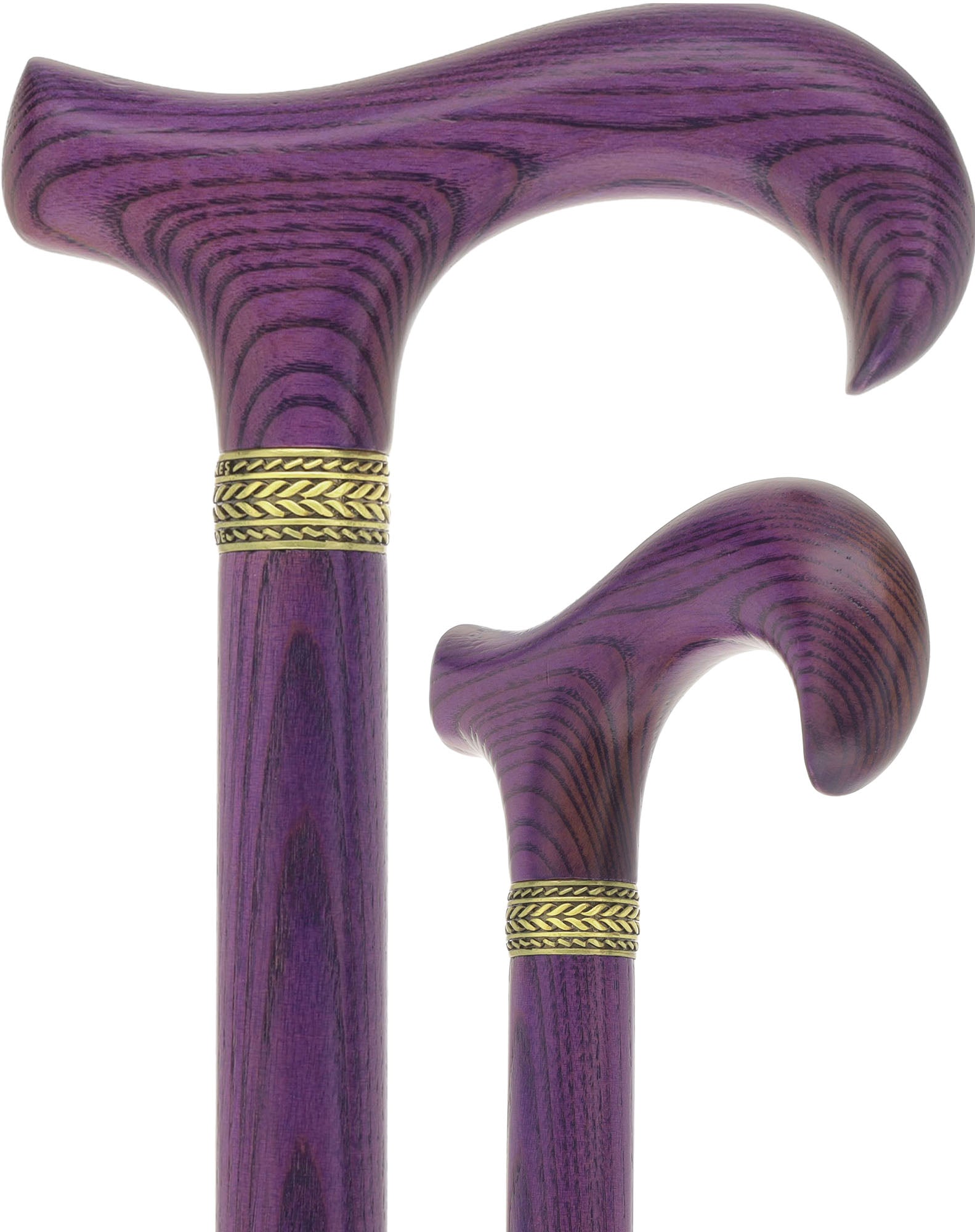 Super Strong Derby Handle Cane - Ash Wood, Pewter Wheat Collar, Matching Stain, 3 Color Options