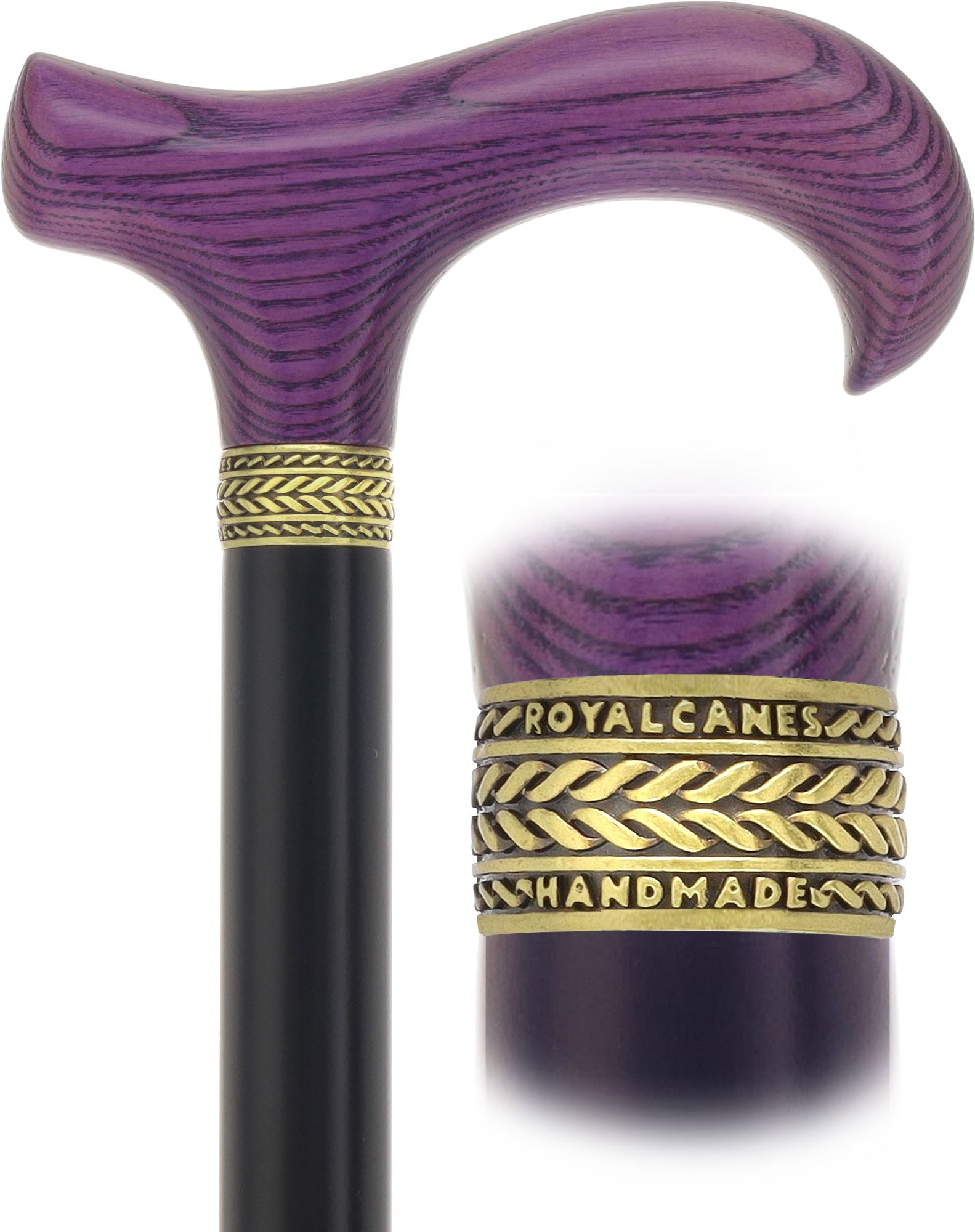 Royal Canes Standard Size Classic Derby: Wood-Stained, Pewter Collar, 6 Color Options