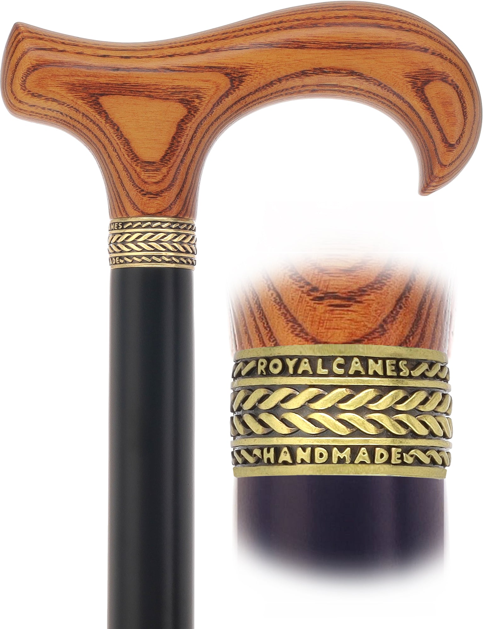 Royal Canes Standard Size Classic Derby: Wood-Stained, Pewter Collar, 6 Color Options