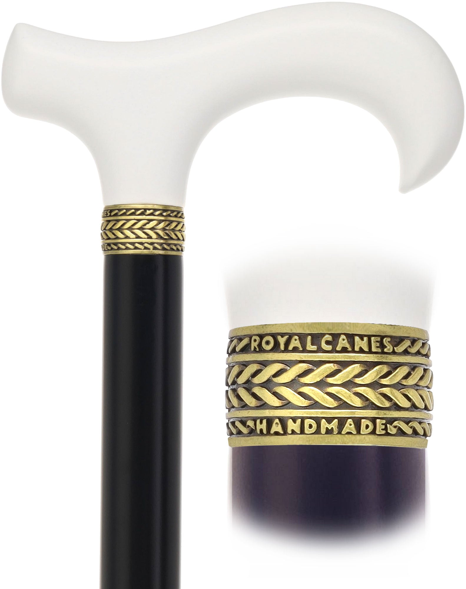 Royal Canes Standard Size Classic Derby: Wood-Stained, Pewter Collar, 6 Color Options