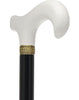 Sleek White Derby Handle: Beechwood Shaft with Polished Finish