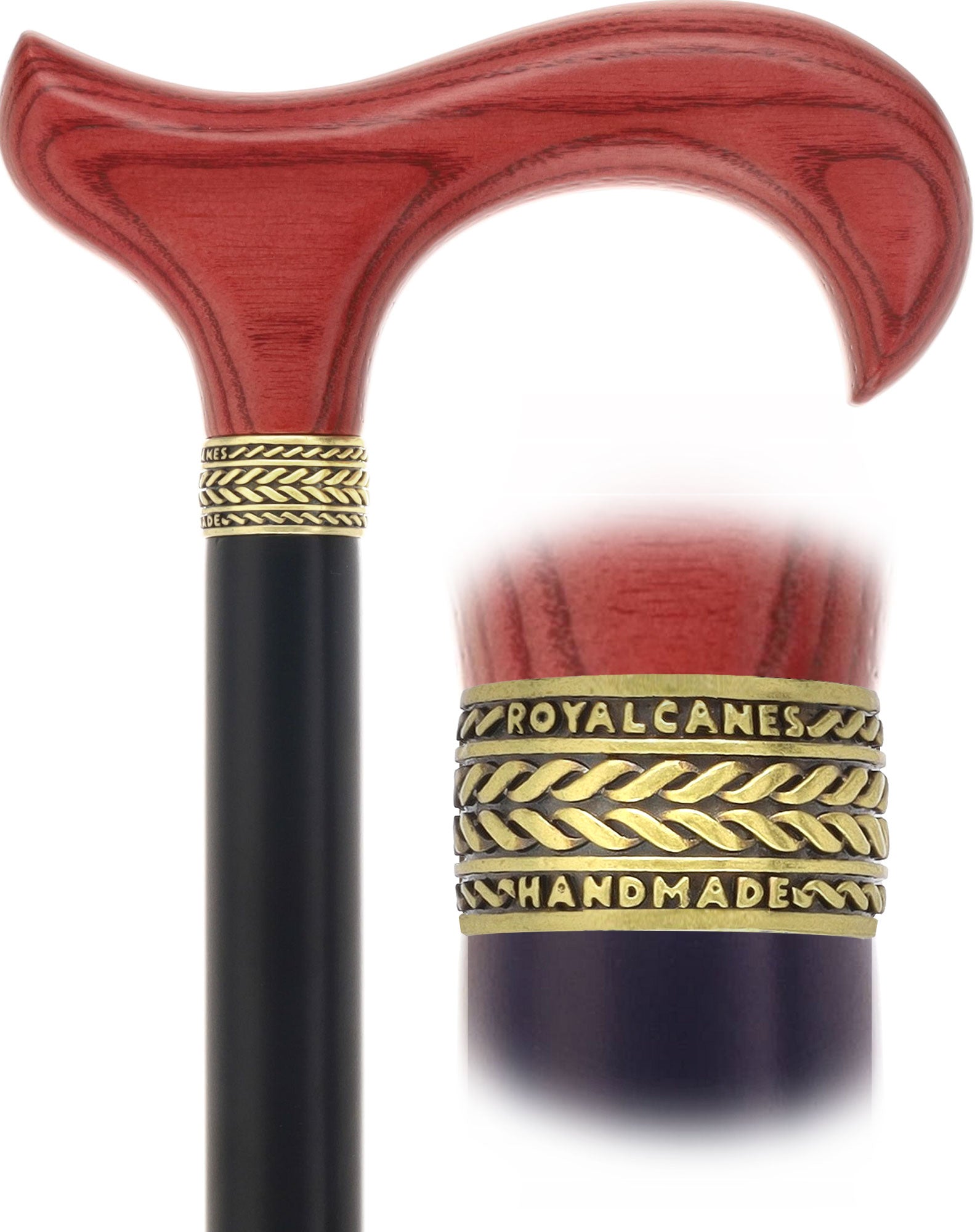 Royal Canes Standard Size Classic Derby: Wood-Stained, Pewter Collar, 6 Color Options