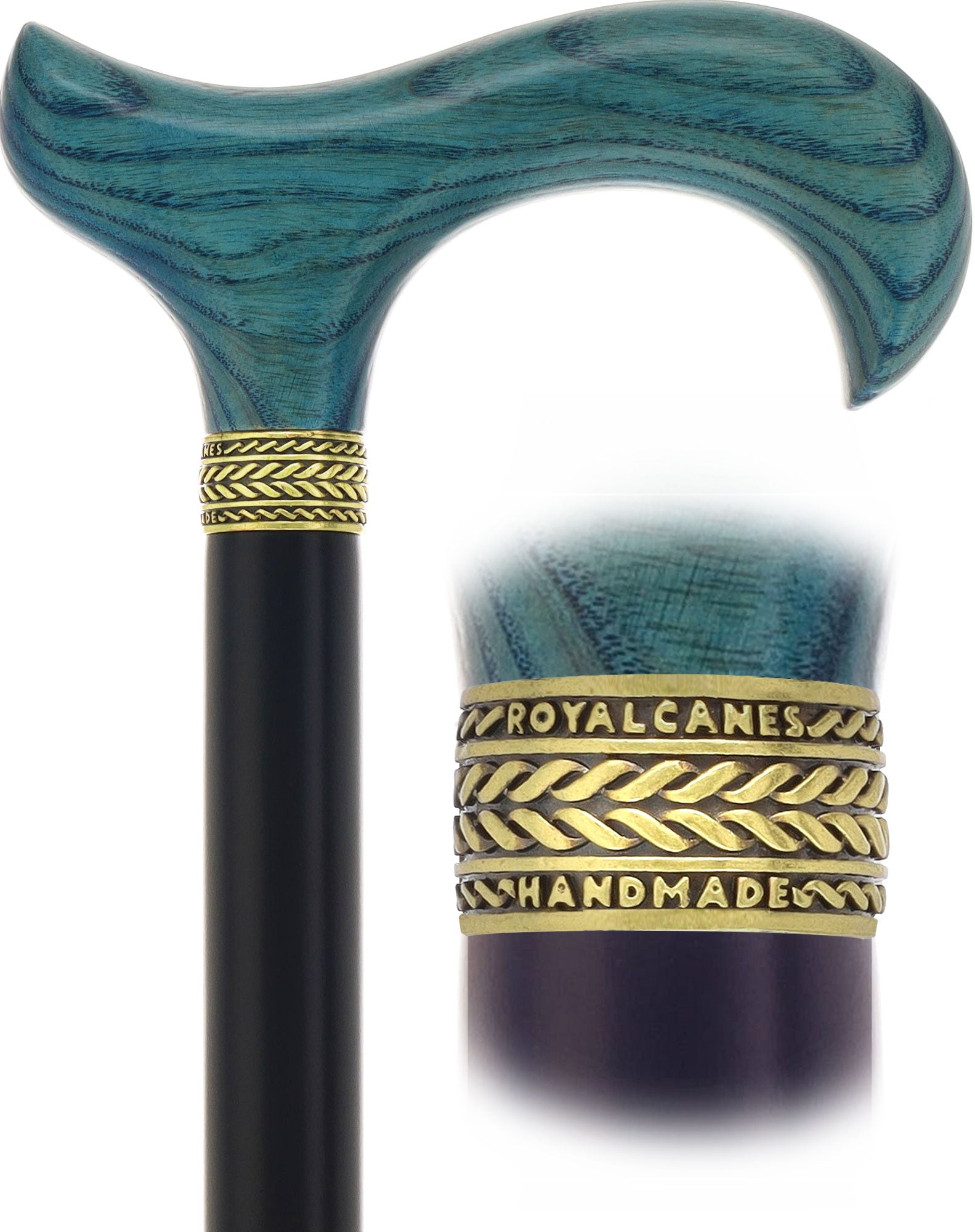 Royal Canes Standard Size Classic Derby: Wood-Stained, Pewter Collar, 6 Color Options