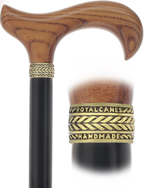 Royal Canes Classic Derby: Wood-Stained, Pewter Collar, 6 Color Options