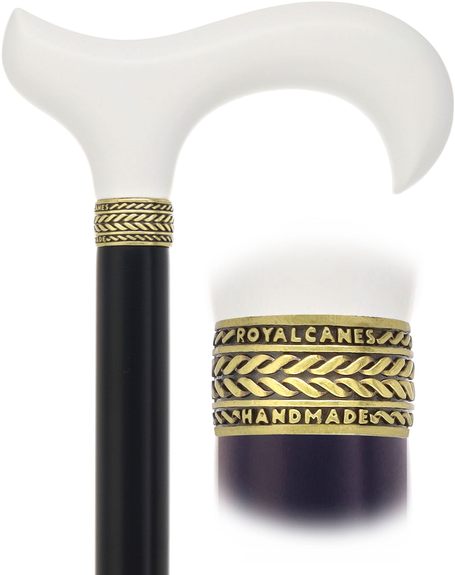 Royal Canes Standard Size Classic Derby: Wood-Stained, Pewter Collar, 6 Color Options