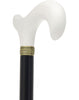 Sleek White Derby Handle: Beechwood Shaft with Polished Finish