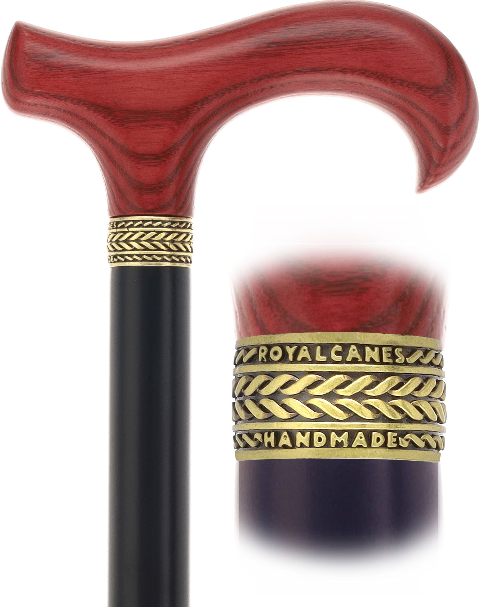 Derby Handle - XL Size - Extra Long & Strong (Mahogany, Black, Pewter Collar)