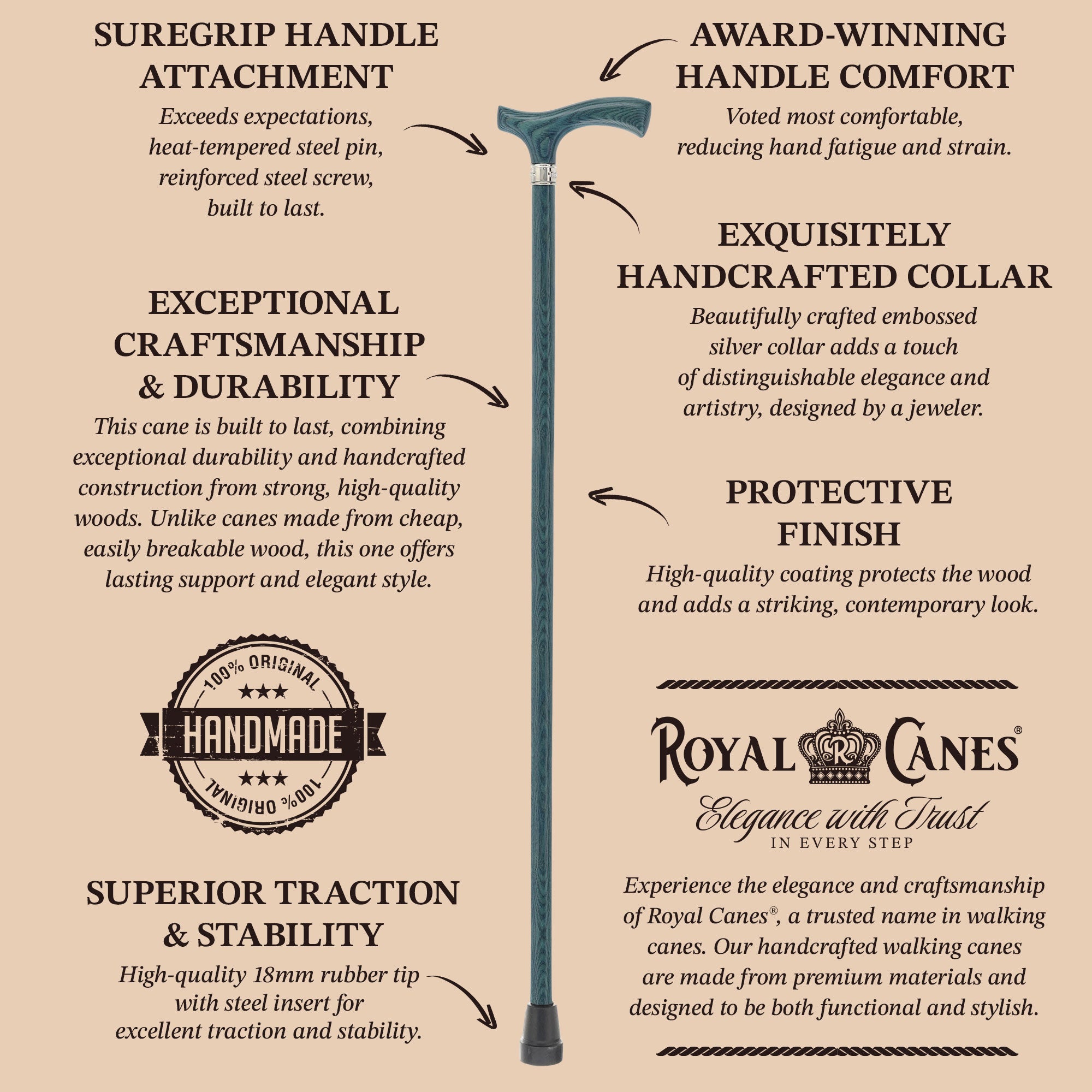 Royal Canes Fritz: Full-Color Wood Stain Collection (Matching Handle & Shaft)