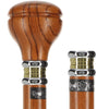 Scratch and Dent Rosewood Flat Top Knob Handle Walking Stick With Rosewood Shaft and Two Tone Collar V2281