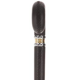 Scratch and Dent Black Leather Wrapped Derby Walking Cane With Leather Shaft and Two Tone Collar V1210