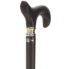 Scratch and Dent Black Leather Wrapped Derby Walking Cane With Leather Shaft and Two Tone Collar V1232