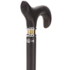 Black Leather Wrapped Derby Walking Cane With Leather Shaft and Two Tone Collar