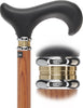 Soft Genuine Leather Grip Derby Cane: Natural Ash Shaft