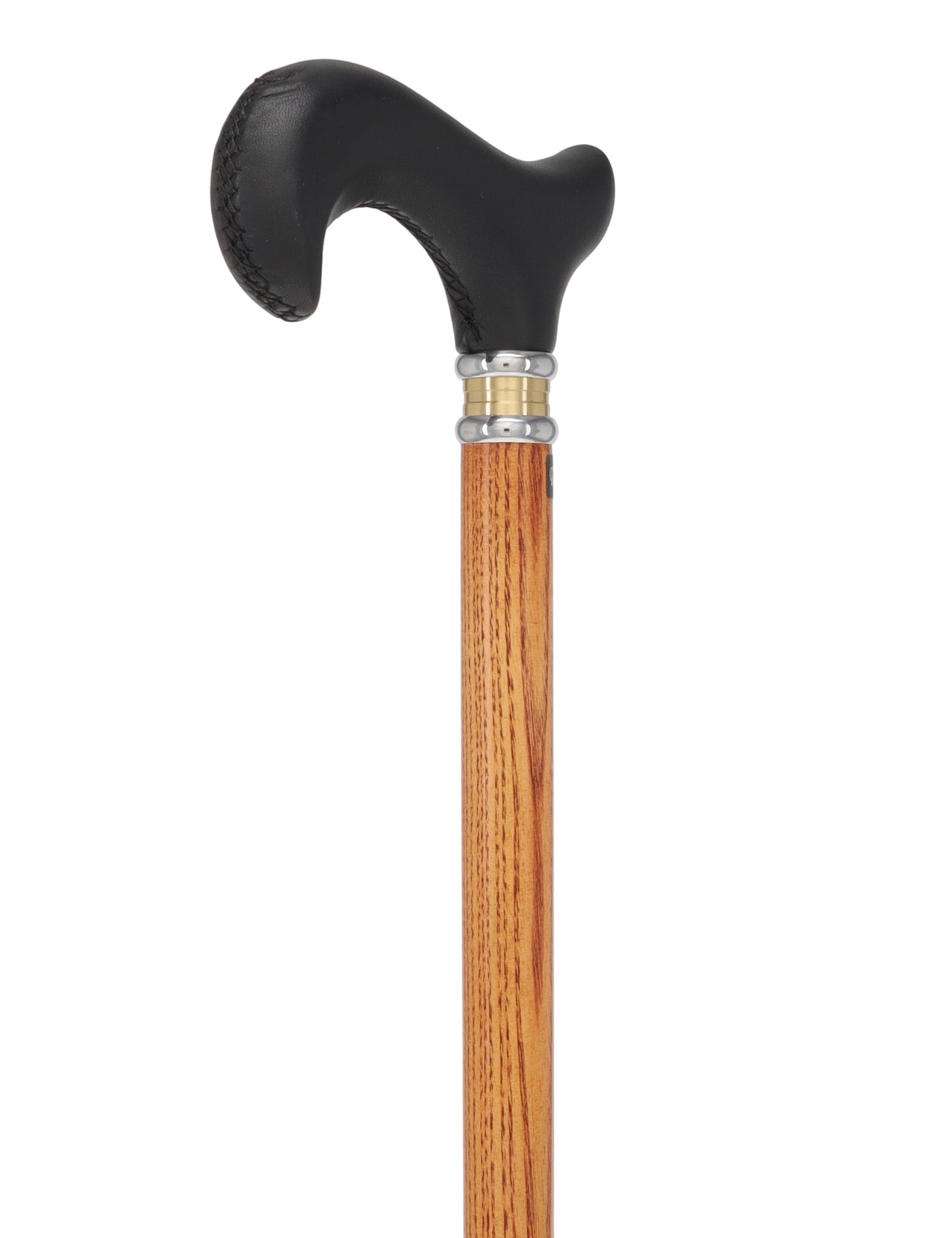 Soft Genuine Leather Grip Derby Cane: Natural Ash Shaft