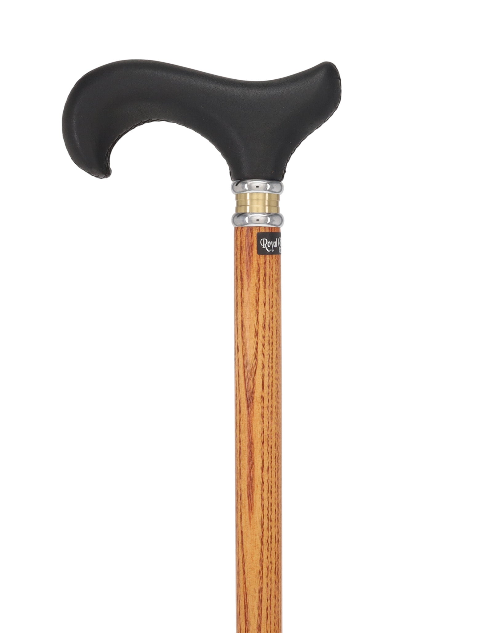 Soft Genuine Leather Grip Derby Cane: Natural Ash Shaft