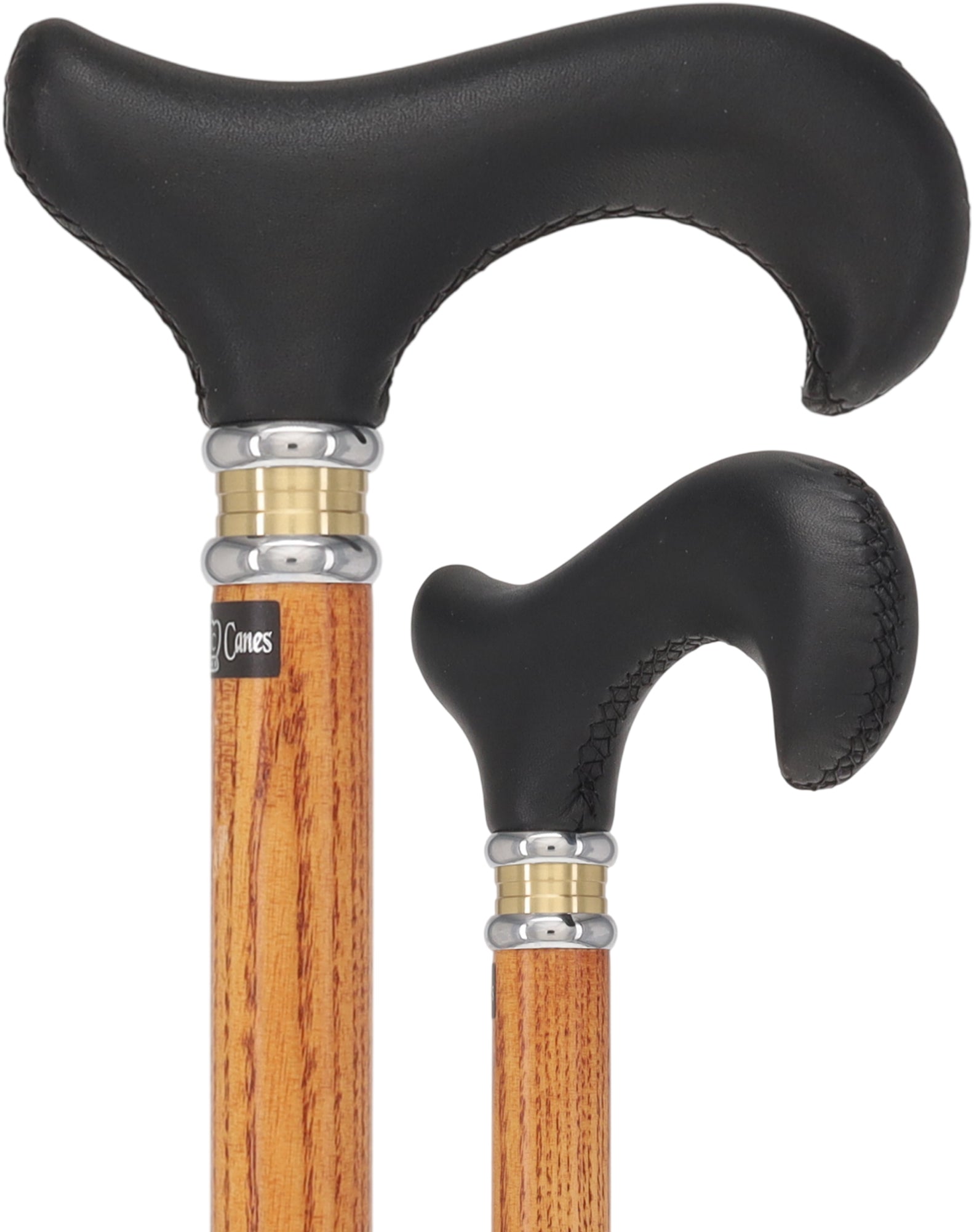 Soft Genuine Leather Grip Derby Cane: Natural Ash Shaft