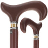 Scratch and Dent Brown Leather Wrapped Derby Walking Cane With Leather Shaft and Two Tone Collar V2120