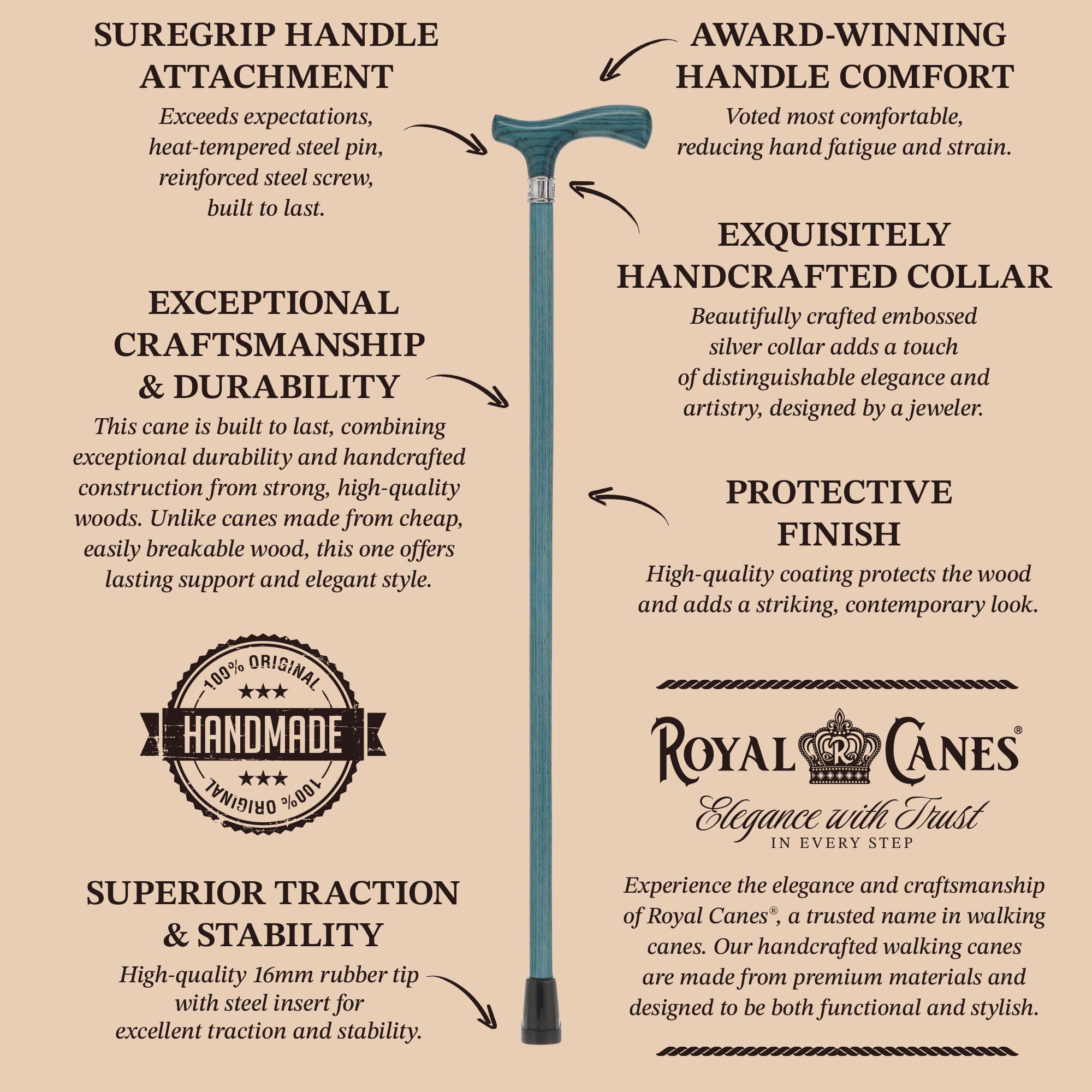 Royal Canes Fritz: Full-Color Wood Stain Collection (Matching Handle & Shaft)