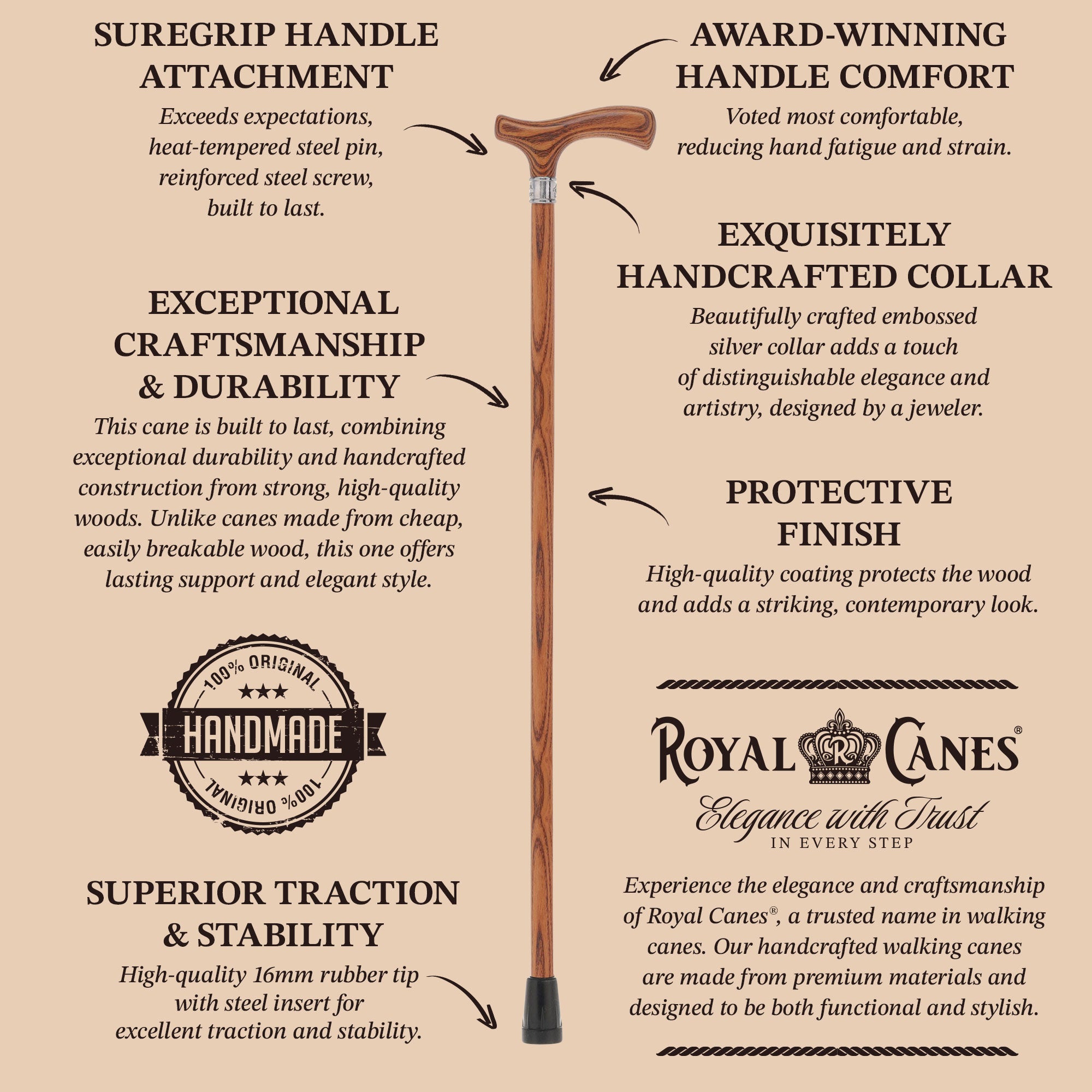 Royal Canes Fritz: Full-Color Wood Stain Collection (Matching Handle & Shaft)