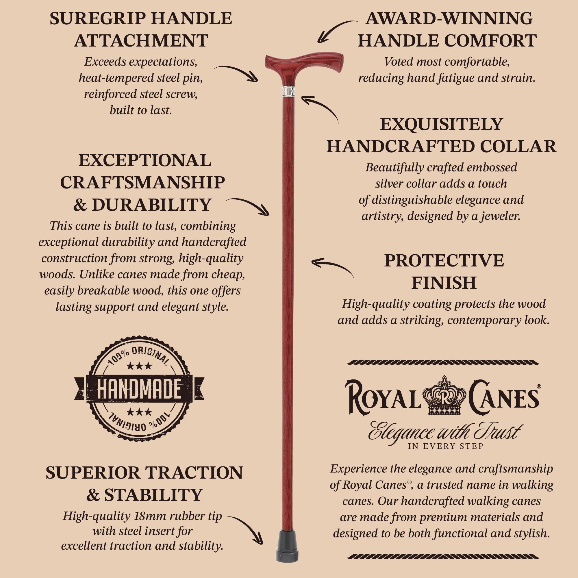 Royal Canes Fritz: Full-Color Wood Stain Collection (Matching Handle & Shaft)