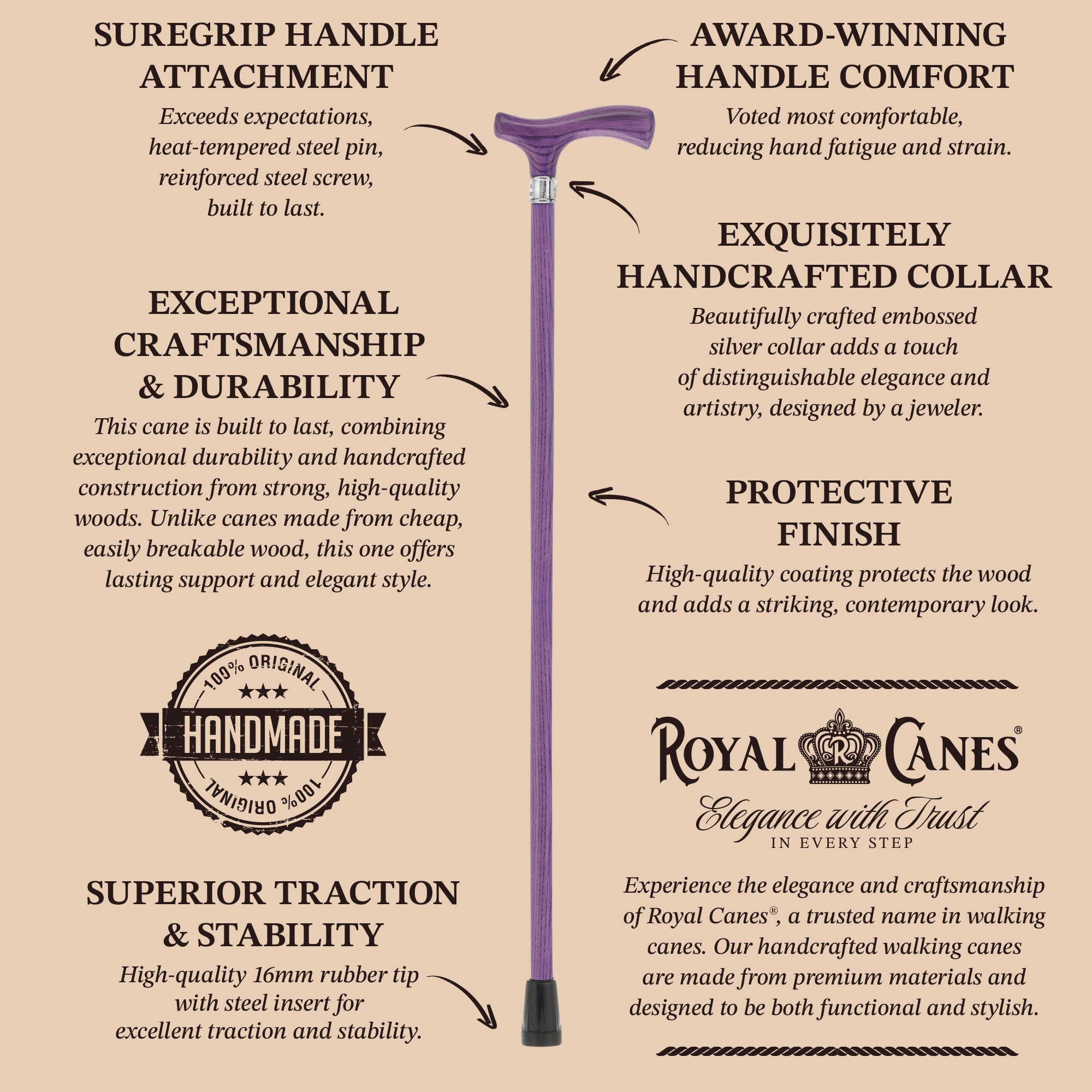 Royal Canes Fritz: Full-Color Wood Stain Collection (Matching Handle & Shaft)