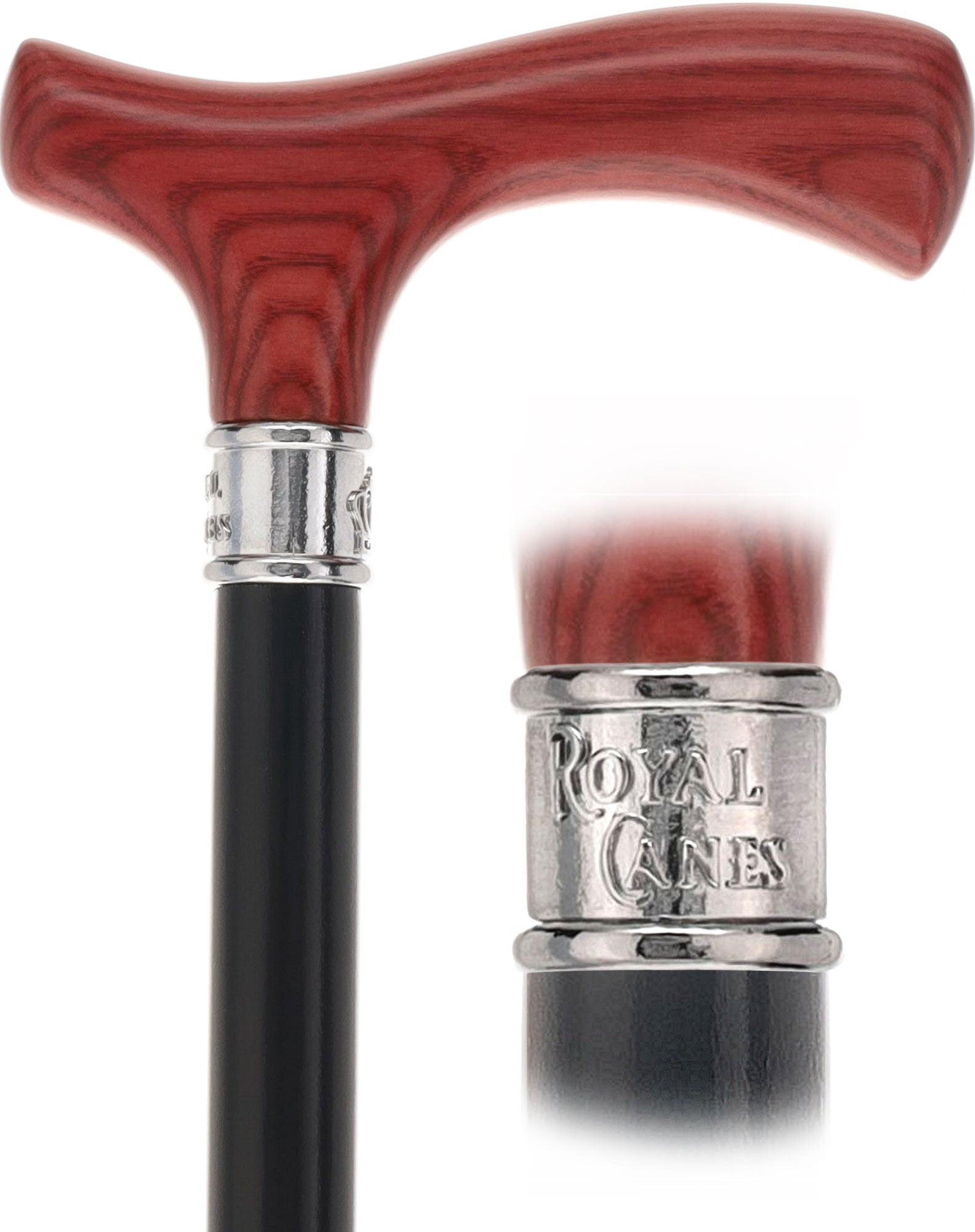 Royal Canes Classic Fritz: Wood-Stained, Pewter Collar (Standard & Slim Profiles)