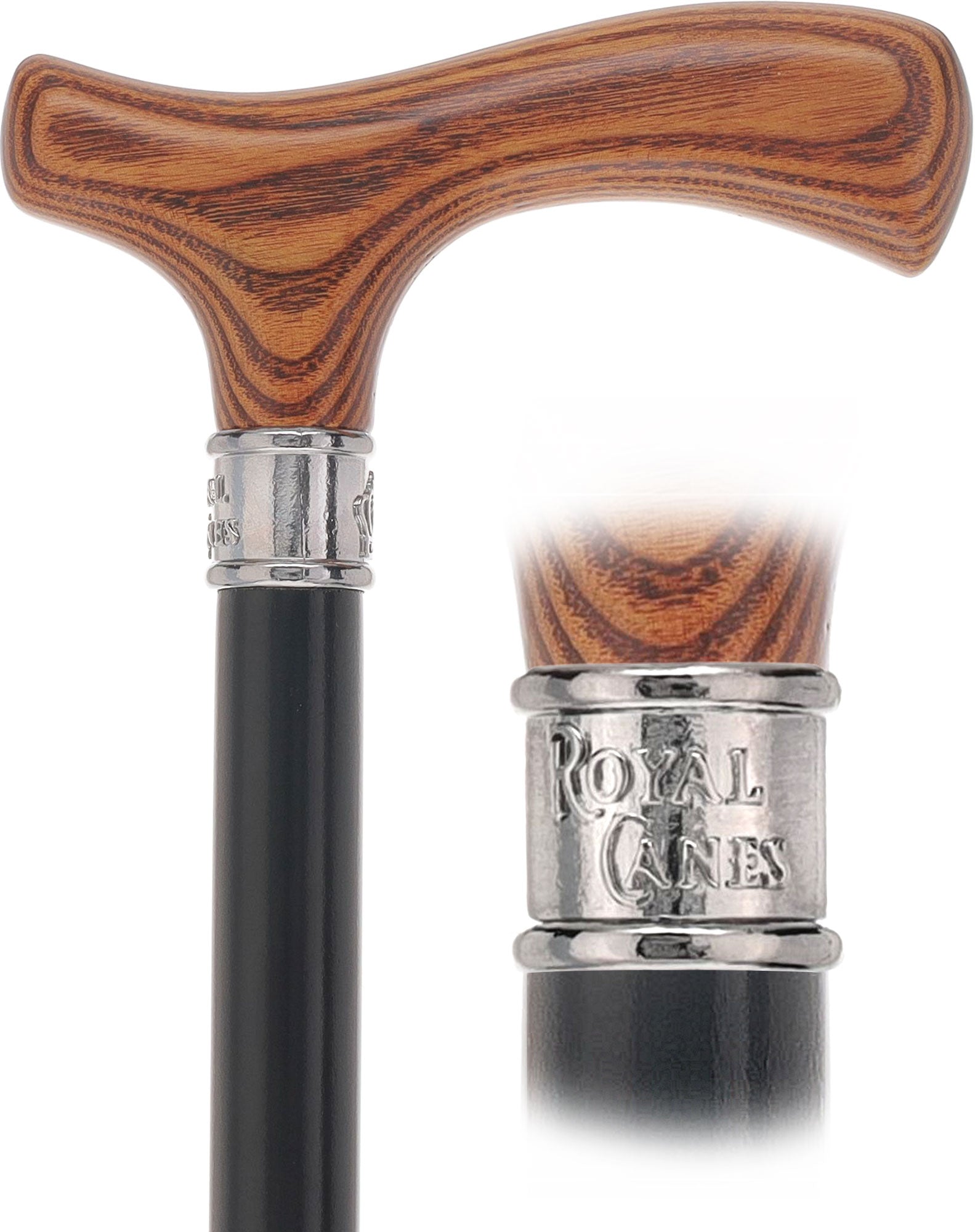 Royal Canes Classic Fritz: Wood-Stained, Pewter Collar (Standard & Slim Profiles)