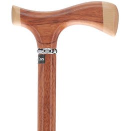 Ebiara Wood With Maple Fritz Handle Walking Cane With Ebiara Shaft and Silver Collar